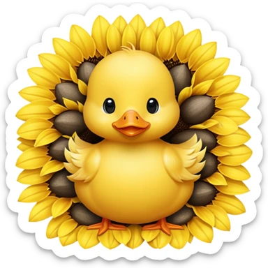 a baby duck surrounded by sunflower seeds sticker