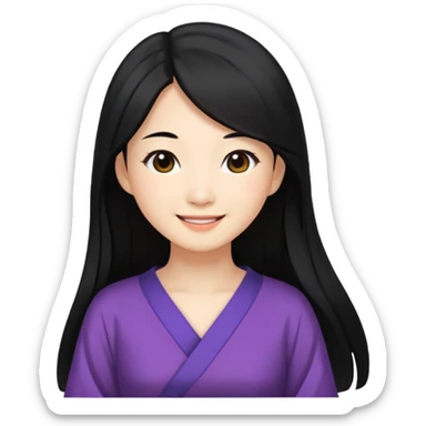 Asian women from japan wearing a dress with black long hair sticker