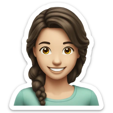 joyful brunette girl with smile realistic  sticker