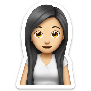 Long hair Japanese girl on airplane  sticker