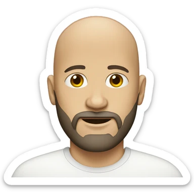 bald man with beard wearing ca sticker