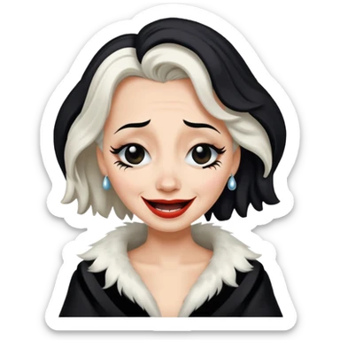 cruella de vil crying of laughter sticker