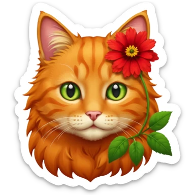 Cat and flower sticker