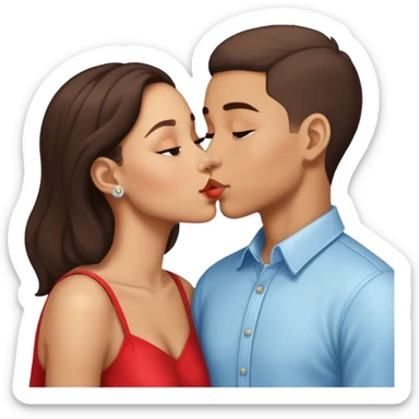 A lightskin boy and girl kissing  sticker