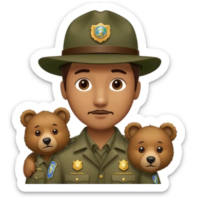 Park ranger and bear sticker