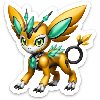 Meloetta-Wargreymon-Trico-Pokémon-Digimon-Fakémon-fusion-hybrid-creature sticker