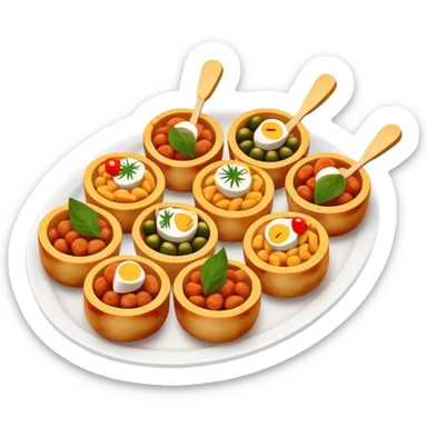 Tapas (4 Pintxos) Cinematic Realistic Tapas Dish Emoji, depicted as an assortment of 4 pintxos elegantly arranged on a plate, rendered with lifelike textures and vibrant, inviting lighting. sticker