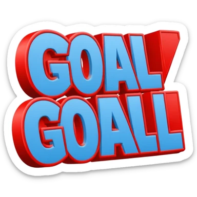Word “Goal” sign comic style blue (#00A3E0) and red (#F9423A)  sticker