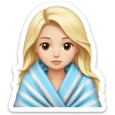 Cozy luxury blonde model in blanket  sticker
