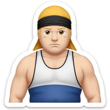 White skin fat guy with black durag in wrestling singlet sticker