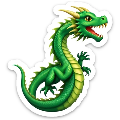 human finger wrapped by green dragon's tail sticker