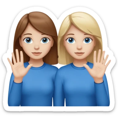 Two girls saying six seven one with brown hair. And doing hand movements  white skin six seven SAYING SIX SEVEN ONE WITH BLOND HAIR blue eyes sticker