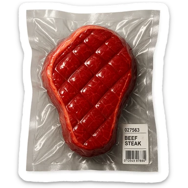 diamond-textured meat steak, shiny and inflated, no background sticker