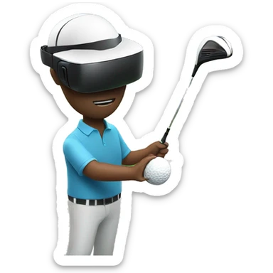man playing golf with a vr headset on sticker