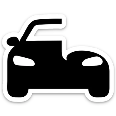solid icon of a luxury glossy black car with a section covered by a semi-transparent rolled film, light gray film, curved effect for adhesion, minimal and modern sticker