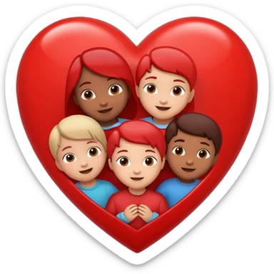 big heart with several small child figures inside sticker