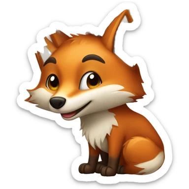 A fox under the grape tree. sticker