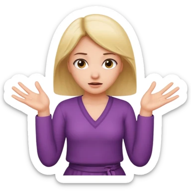 girl shrugging with 6 over one hand and 7 over the other hand sticker