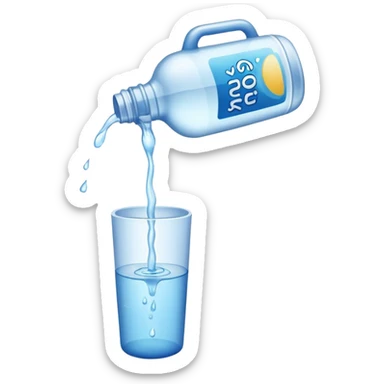 bottle of water being poured out sticker