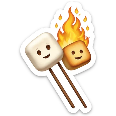 Marshmallows roasted on fire, skewered sticker
