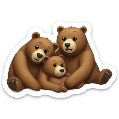 bear family cuddling sticker