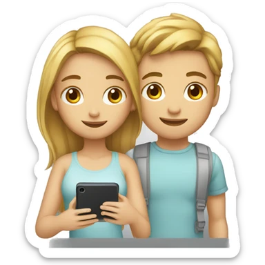 two young people sharing an app sticker