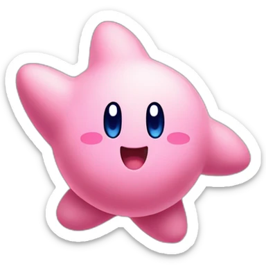 cute happy Kirby jumping on a star sticker