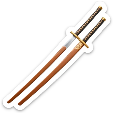 samurai training wooden sword object icon, traditional bokken, smooth polished wood, katana shape, simple guard, 3D cartoon, mobile game icon style, centered, clean background, soft shadow, no text, no watermark
 sticker