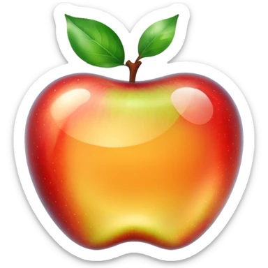 transparent clear apple shaped, shiny and translucent glass style sticker