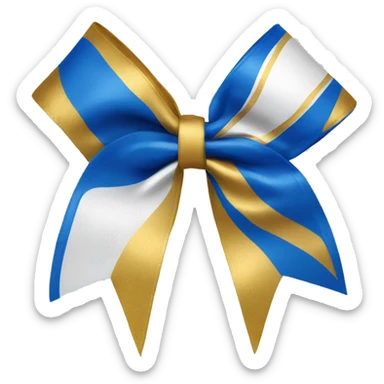Blue and gold and white cheerleading bow sticker