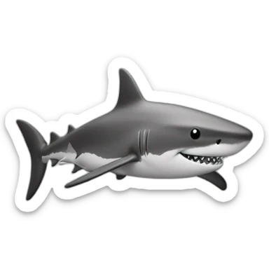 cartoon shark standing with a camouflage cap on its head,black and white sticker