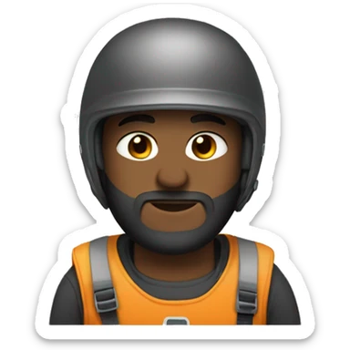 semi black boy with beard wearng half face motor helmet sticker