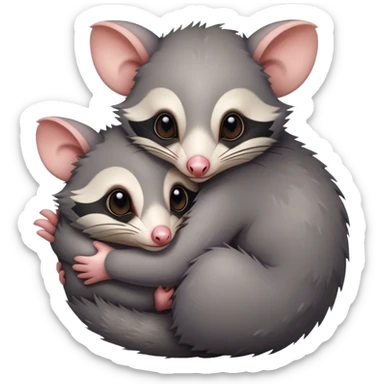 Possum hugging another possum  sticker