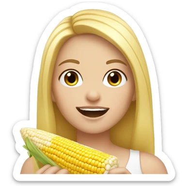 White girl with blonde hair and pretty lashes eating corn on the cob  sticker