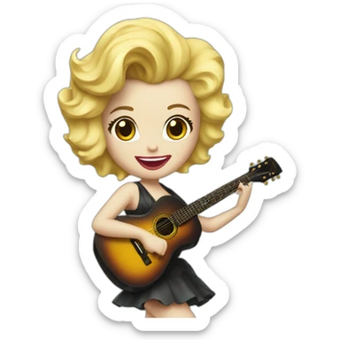 Marylin Monroe avec une guitare sticker