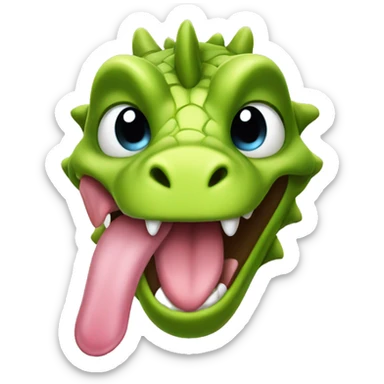 cute dragon face sticking out tongue sticker