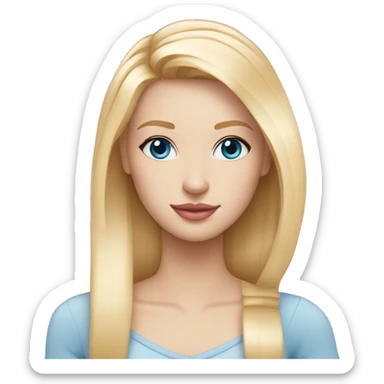Pretty blonde girl with blue eyes light pink lips and very blonde straight hair sticker
