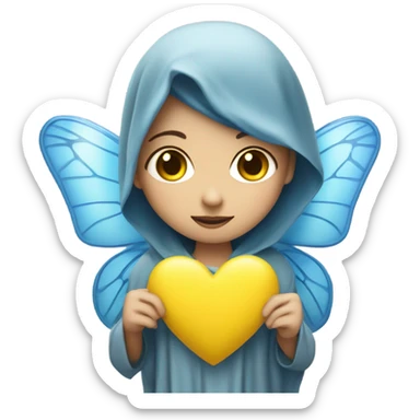 Veiled girl with blue butterfly wings with yellow heart and camera  sticker