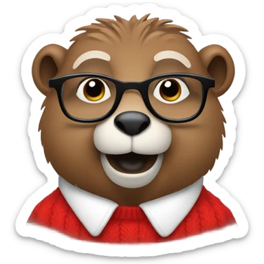 standing groundhog in a red sweater and glasses sticker
