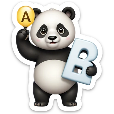 Panda holding up AOΠ letters  sticker