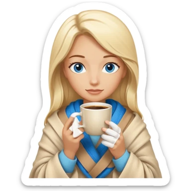 Blonde with blue eyes wrapped yphot coffee sticker
