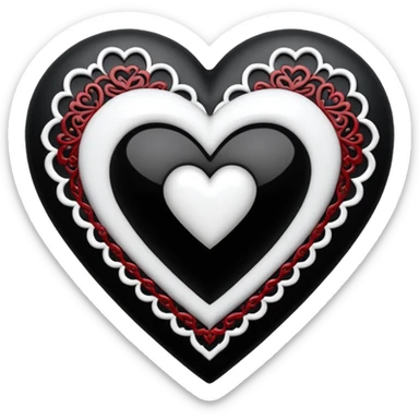 white goth heart with black gothic lace, ornate sticker