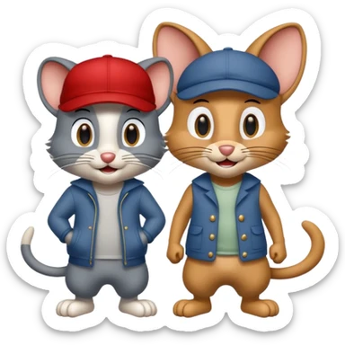 tom & Jerry  with cap  sticker