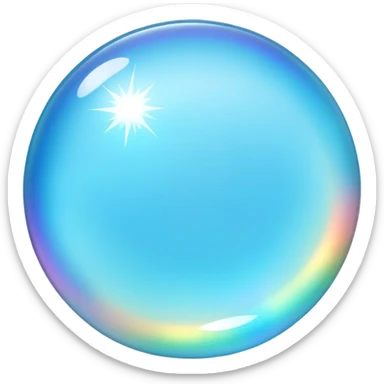 Round cut blue smithsonite gemstone with sky blue color and holographic rainbow reflections sticker