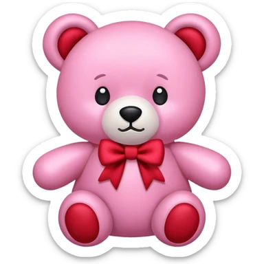 pink stuffed bear with bow sticker