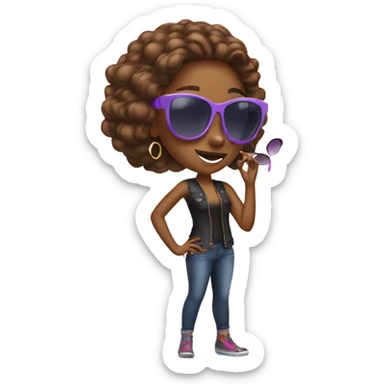 diva girl putting sunglasses on sticker