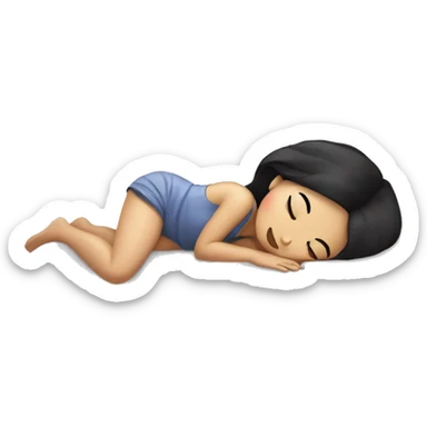 Coquette asian black hair girl sleeping  sticker