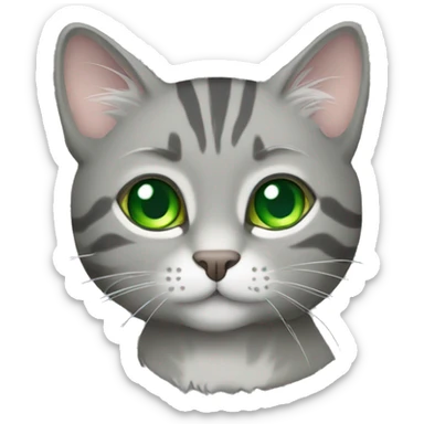 Grey tabby cat with green eyes sticker