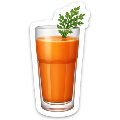 a glass of carrot juice, orange color, simple, clear, no background sticker
