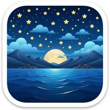 Night sky over ocean sticker
